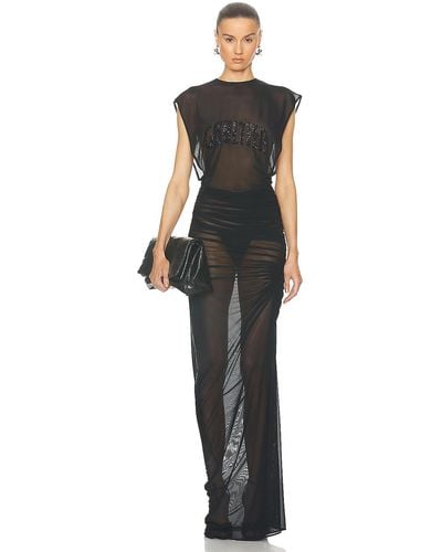 Jean Paul Gaultier Sequins Gaultier Mesh Long Dress - Black