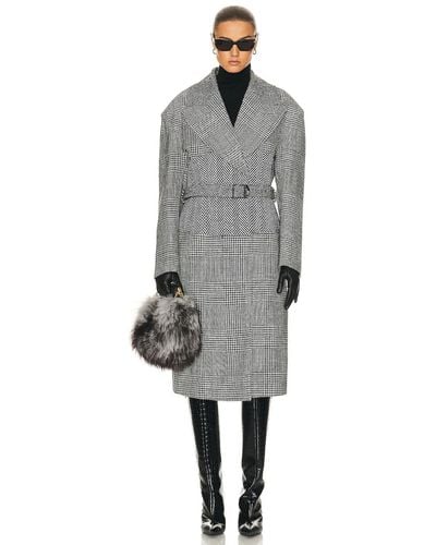 Tom Ford Prince Of Wales Belted Coat - Gray