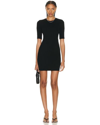 Enza Costa Silk Knit Half Sleeve Mini Dress - Black