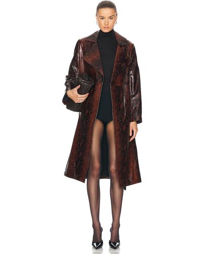 Nour Hammour Amina Belted Leather Coat - Brown