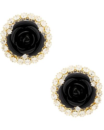 ROWEN ROSE Oversized Strass Earrings - Black