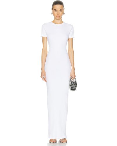 Ludovic de Saint Sernin Long Simple Short Sleeve Dress - White