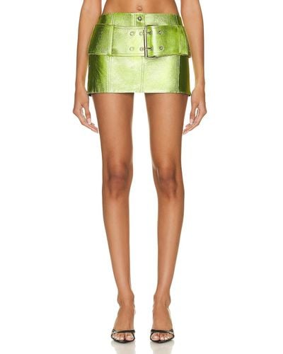 Priscavera Low-rise Mini Belt Skirt - Green