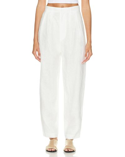 Enza Costa Tapered Pleated High Waist Pant - White