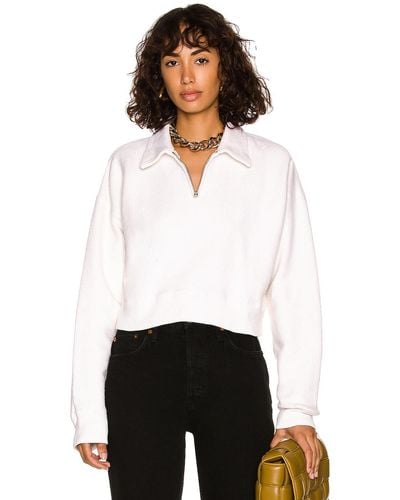 RE/DONE 90's Crop Half Zip Sweatshirt - White