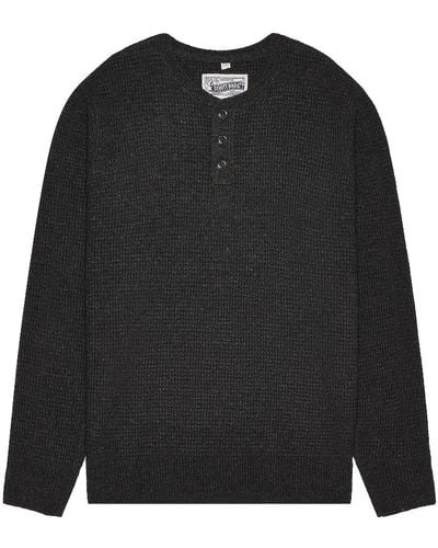 Schott Nyc Button Henley Sweater - Black