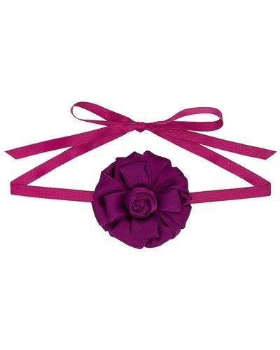 Lele Sadoughi Silk Gardenia Ribbon Choker Necklace - Pink