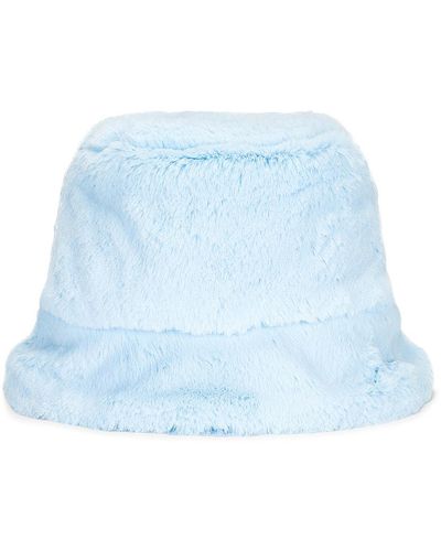 Gladys Tamez Millinery Faux Fur Bucket Hat - Blue