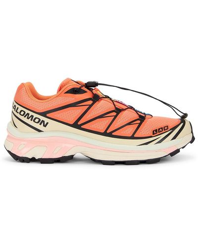 Salomon Xt-6 In Living Coral, Black, & Cement - Pink
