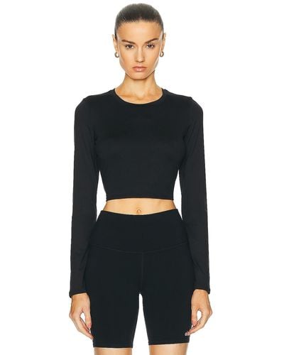 Alo Yoga Soft Crop Finesse Long Sleeve Top - Black