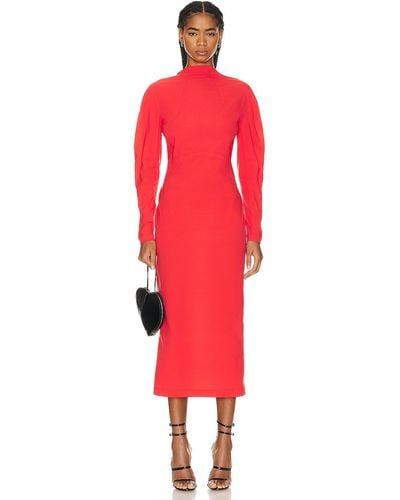 Alaïa Alaïa Long Sleeve Midi Dress - Red