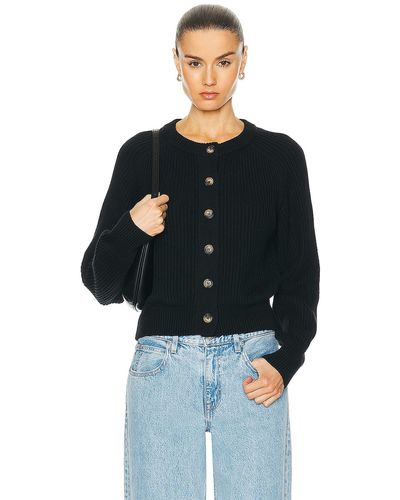 Enza Costa Chunky Cotton Cardigan - Black