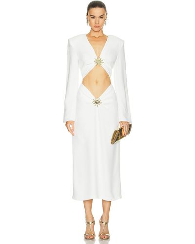 ROWEN ROSE Maxi Dress With Sun Jewels - White
