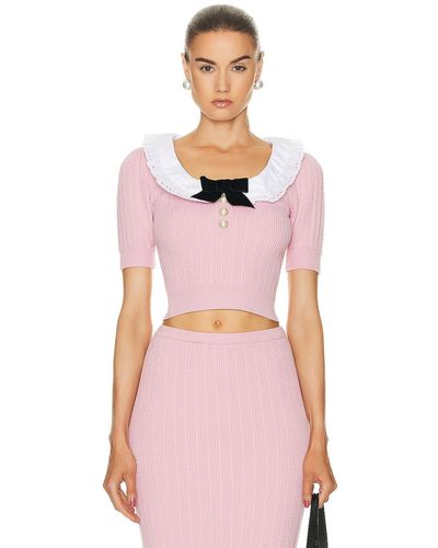 Alessandra Rich Short Sleeve Sweater - Pink