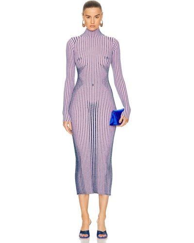 Jean Paul Gaultier Trompe L'oeil Slim-fit Wool Knitted Maxi Dress - Purple