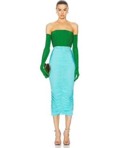 Alex Perry Strapless Ruched Glove Dress - Green