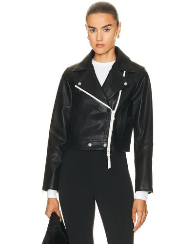 SHOREDITCH SKI CLUB Vyner Rae Leather Biker Jacket - Black