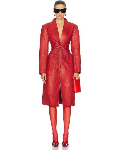 Acne Studios Leather Coat - Red