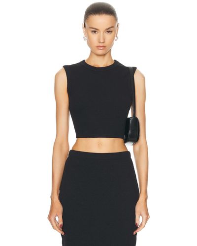 Enza Costa Textured Jacquard Cropped Tank Top - Black