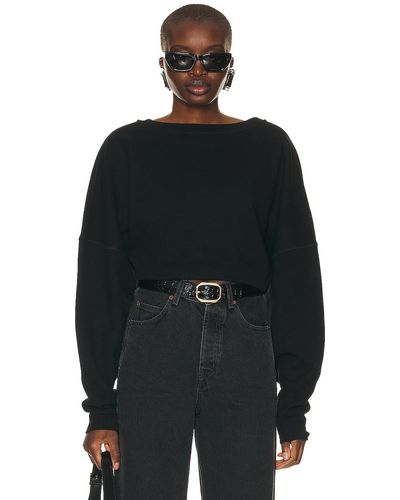 Saint Laurent Cropped Sweatshirt - Black
