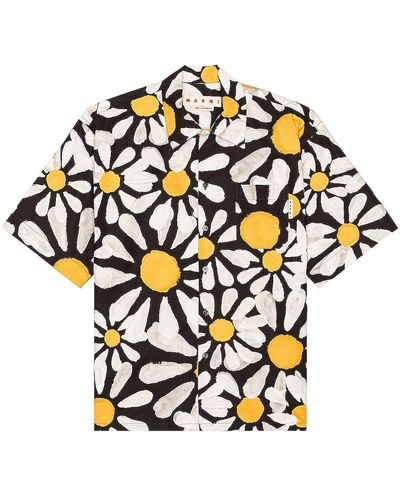 Marni Short Sleeve Floral Printed Shirt - Black