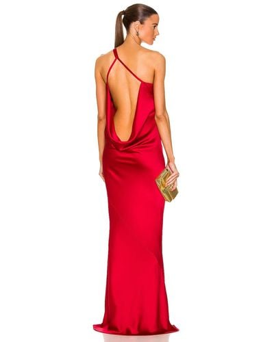Norma Kamali One Shoulder Bias Gown - Red