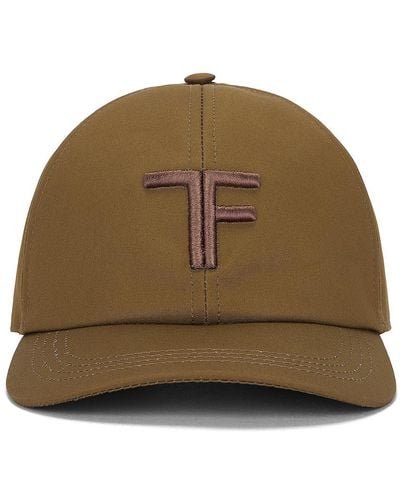 Tom Ford Canvas & Leather Cap - Brown