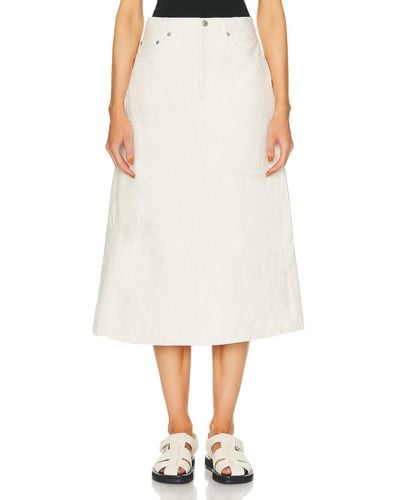 RE/DONE Mid Rise Seamed Skirt - White