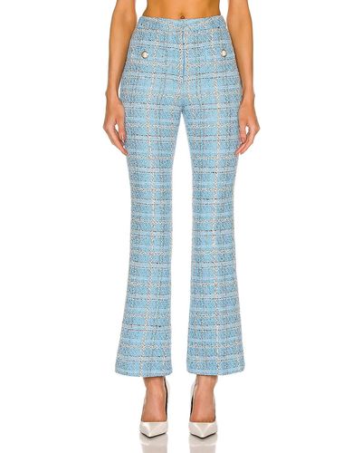 Alessandra Rich Checked Tweed Flared Pants - Blue
