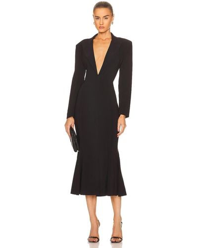 Norma Kamali Single Breasted Fishtail Midi Dress - Black