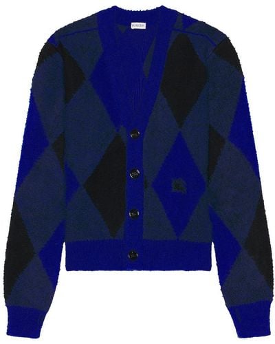 Burberry Pattern Cardigan - Blue