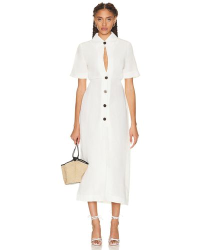 Matthew Bruch Blouson Midi Shirt Dress - White
