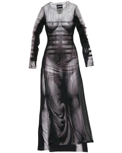Y. Project X Jean-paul Gaultier Body Morph Mesh Cover Dress - Black