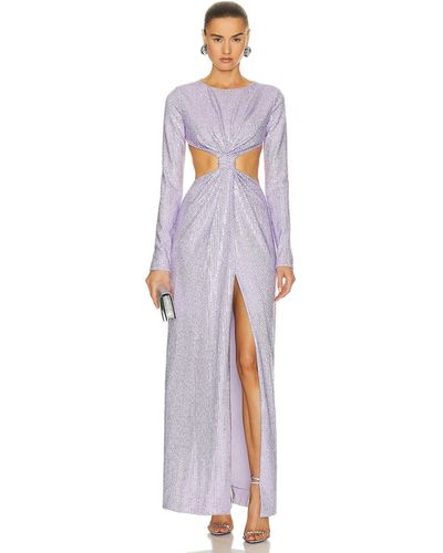 Area Crystal Embellished Front Knot Gown - Purple