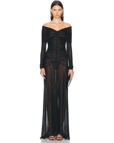 Atlein V-neck Cut Out Gown - Black