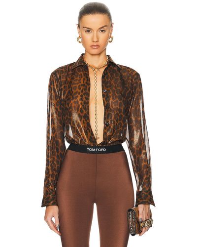 Tom Ford Leopard Printed Shirt - Brown