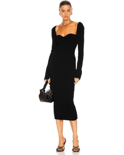 Khaite Beth Long Sleeve Bustier Dress - Black