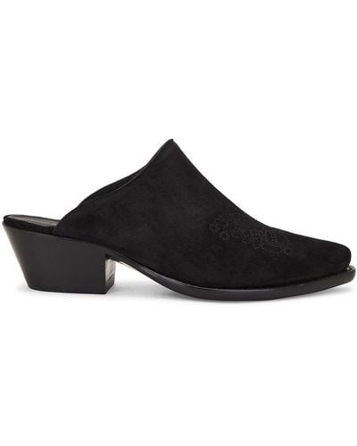 Needles Heeled Papillon Stitched Mule Suede - Black