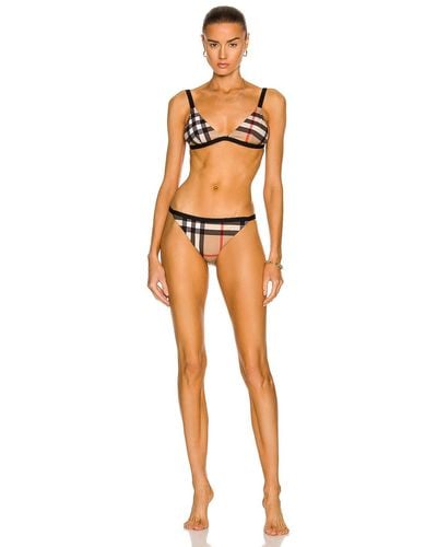 Burberry Loing Check Two Piece Swimsuit - Natural