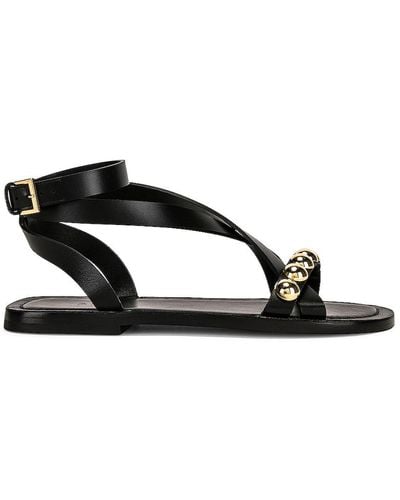 Alaïa Flat Ankle Strap Sandals - Black