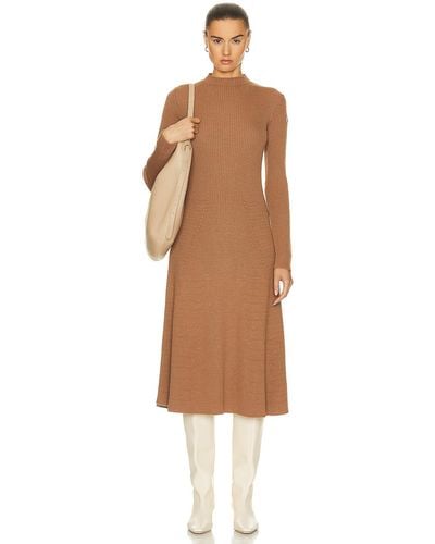 Moncler Long Sleeve Midi Dress - Brown