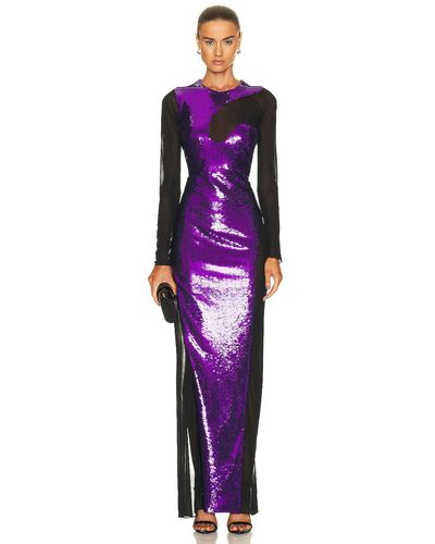 Tom Ford Sequins Long Sleeve Evening Dress - Purple