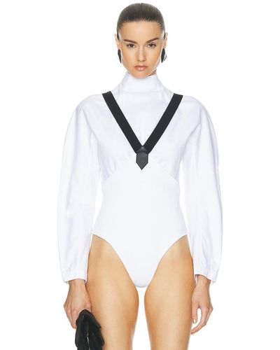 Alaïa Suspender Culotte Bodysuit - White