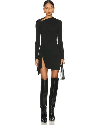 Enza Costa Lurex Jersey Slash Mini Dress - Black