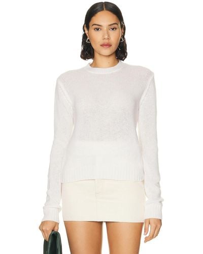 Enza Costa Long Sleeve Cashmere Crew Neck Sweater - White