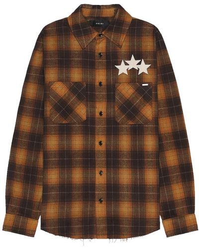 Amiri Star Leather Flannel Shirt - Multicolor