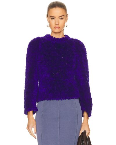 Stella McCartney Furry Textured Knit Cropped Sweater Sweater - Purple