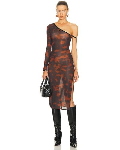 Courreges One Sleeve Long Dress - Brown