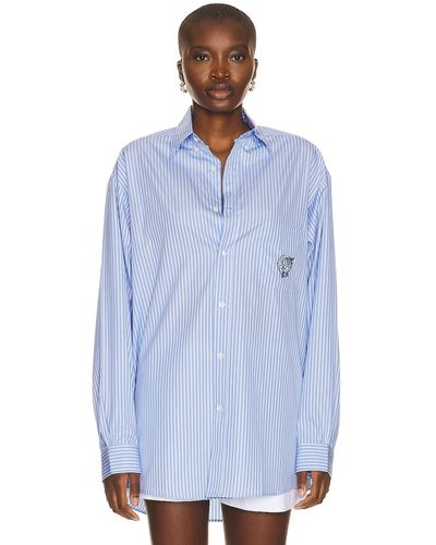 Sky High Farm Unisex Samira Nasr Striped Shirt Woven - Blue