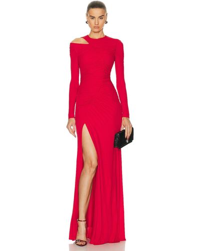 Alexander McQueen Fluid High Slit Dress - Red